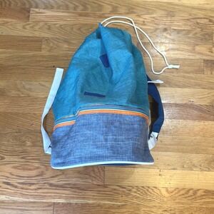 Throwback‎ by Fitkicks Blue Teal Striped Drawstring Daypack Backpack Bag